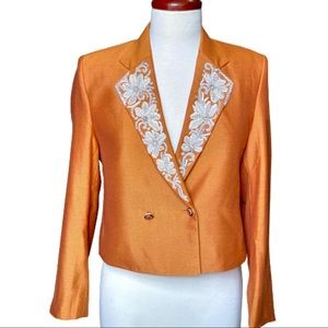 Double press crop hand embroidered jacket/coat